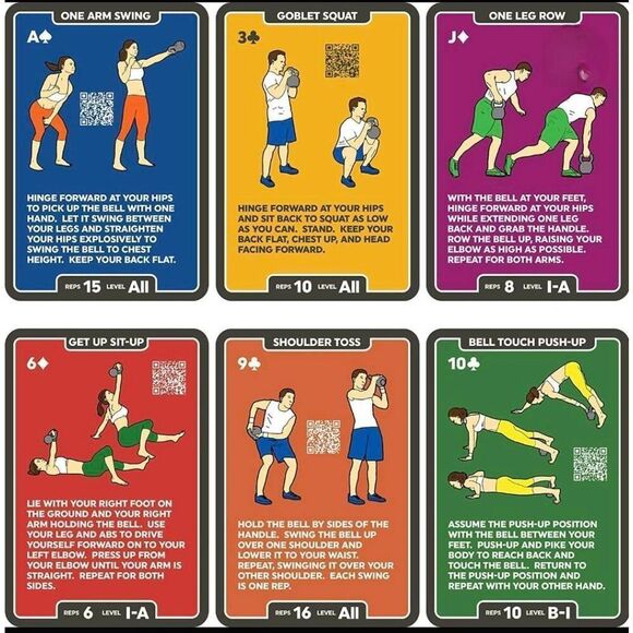 Kettlebell Stack Exercise Cards: Workout Playing Card Game. Designed by a Milita - Picture 4 of 14